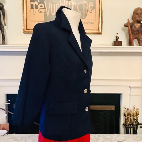 Vintage eighties BFA Classics blue lapel blazer with 3/4 sleeves. Size S. EUC - Picture 3 of 8